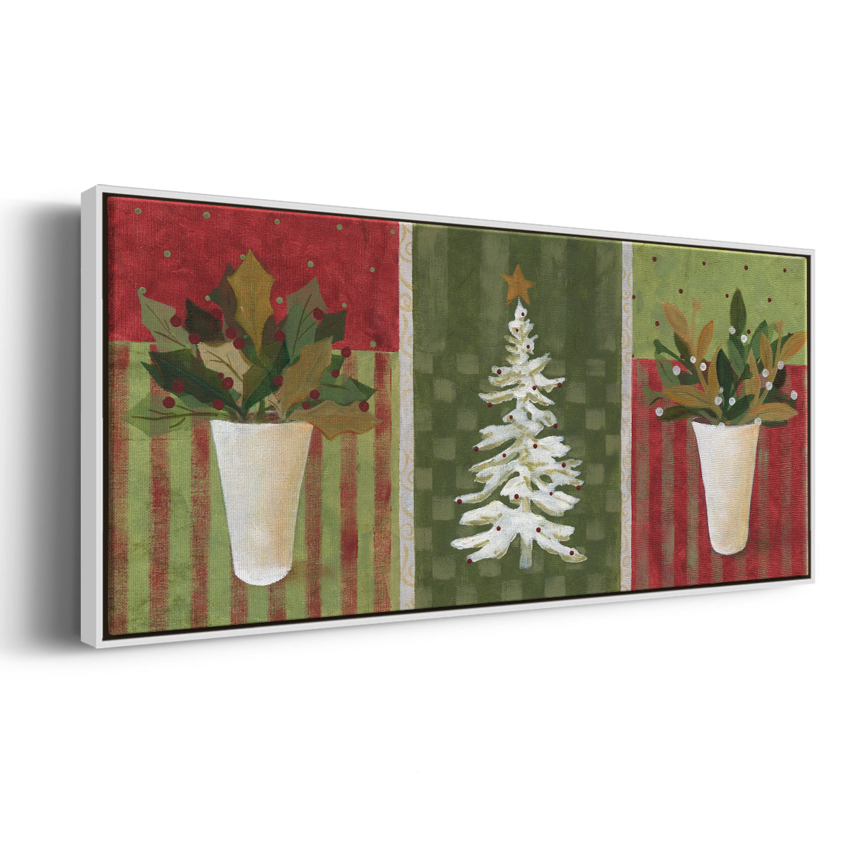 Holiday Greenery - Floater Framed Canvas Print