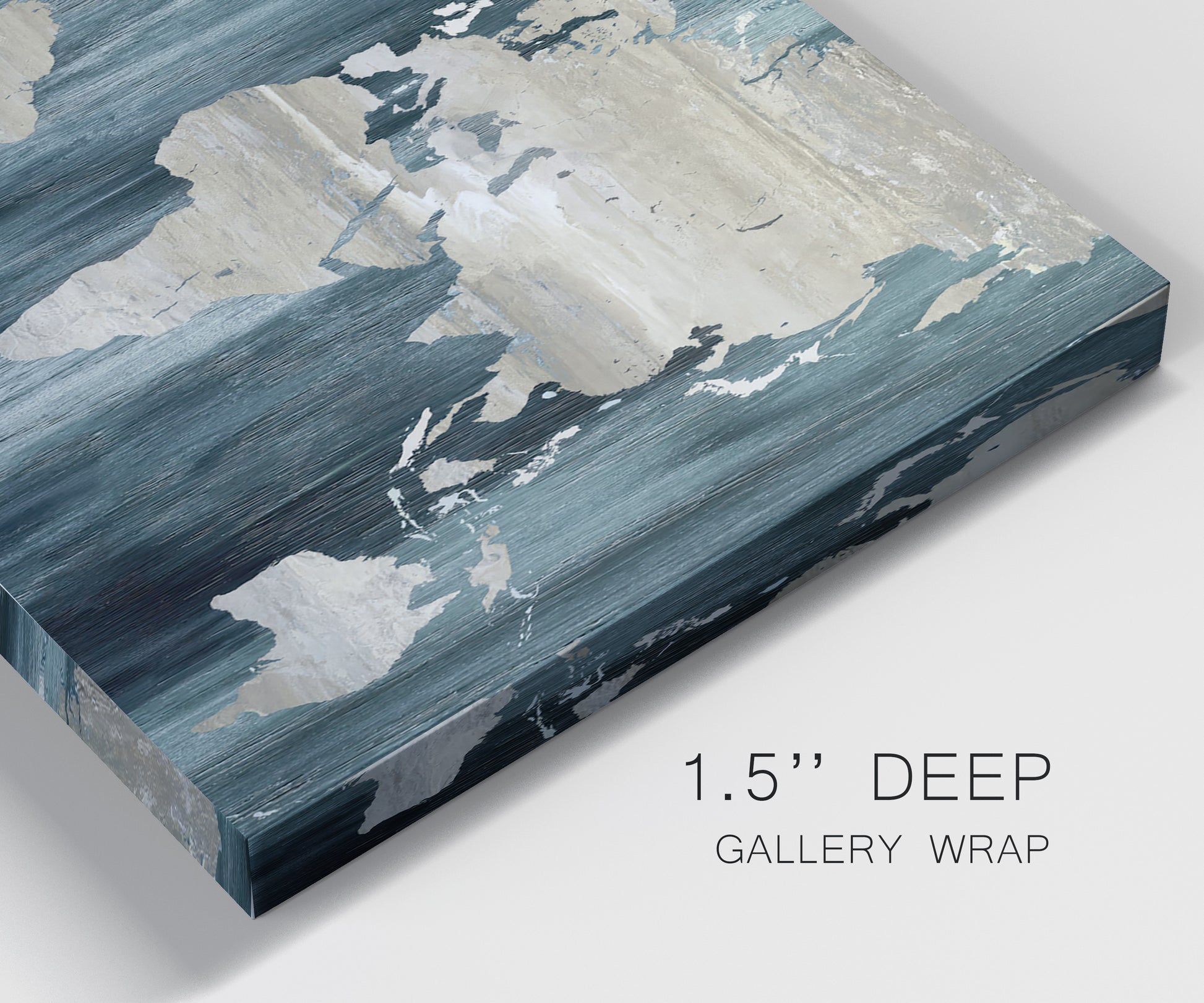 Close-up view of wrapped canvas corner featuring golden coastal sunset with cliffs.