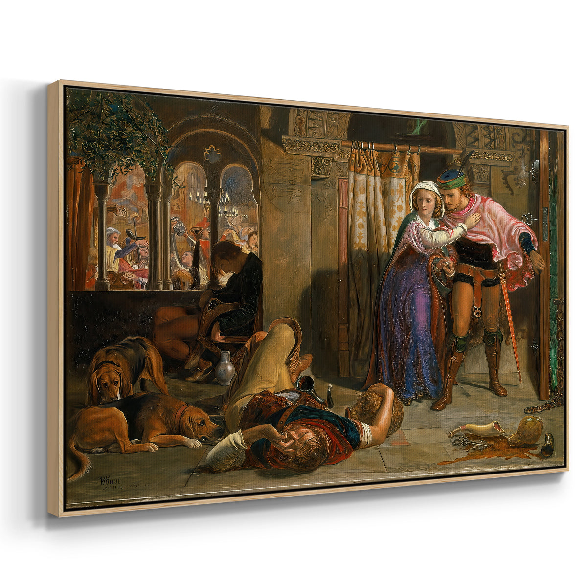 The Flight of Madeline and Porphyro, 1848 - Floater Framed Canvas Print