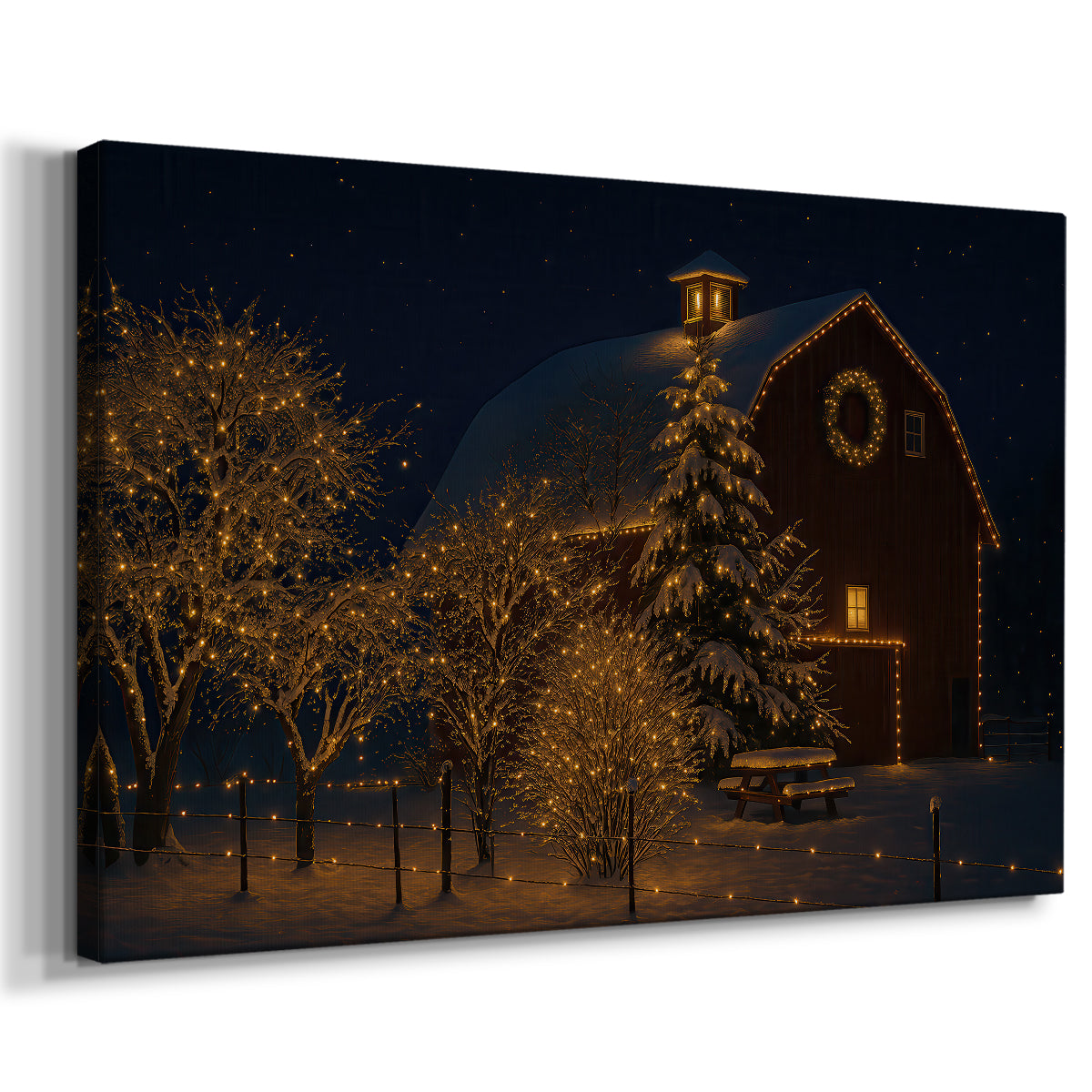 Warm Lantern Snow Blessing - Canvas Art Print