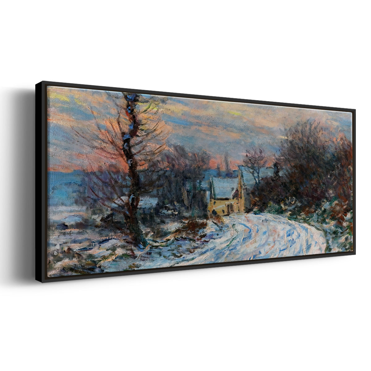 Road to Giverny in Winter, 1885 - Floater Framed Canvas Print