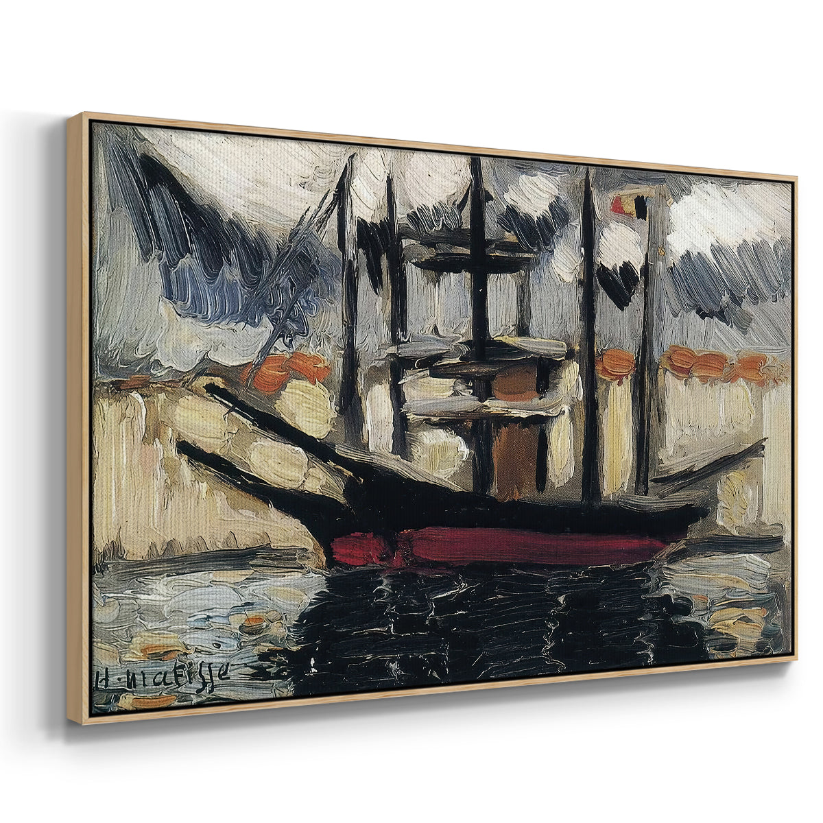 Two Boats Side by Side, Port of Marseilles, c. 1916 - Floater Framed Canvas Print
