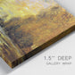 Close-up view of wrapped canvas corner featuring quiet river branch landscape.