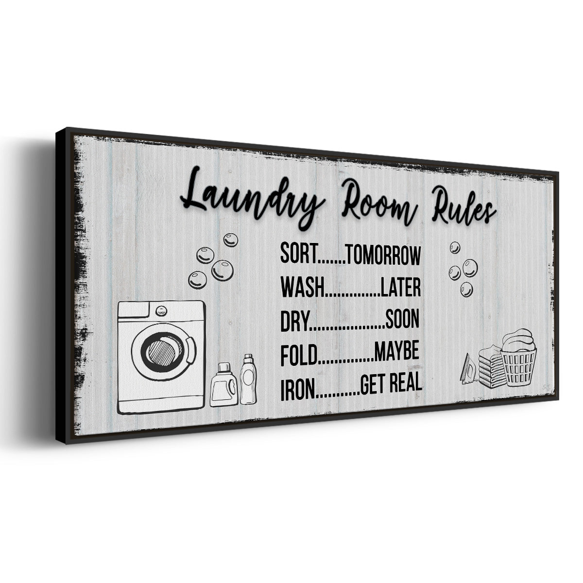 Laundry Room Rules - Floater Framed Canvas Print