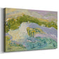 Serene coastal landscape with gentle waves and green hills under soft pastel skies at sunset