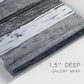 Close-up view of wrapped canvas corner featuring brushed metallic abstract textures.