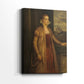 Side view of a canvas art print of a composed portrait with minimal detail and calm presence, showing gallery-wrapped depth.