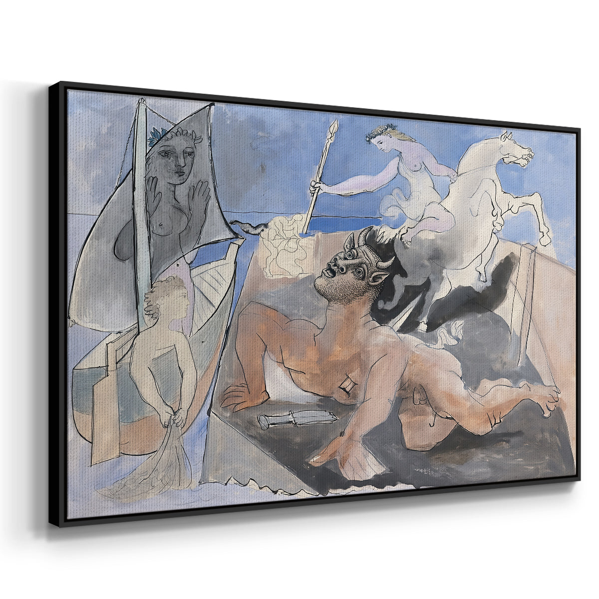 Composition with Minotaur, 1936 - Floater Framed Canvas Print