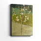 Side view of a canvas art print of a stylized tree with strong outlines and textured strokes, showing gallery-wrapped depth.