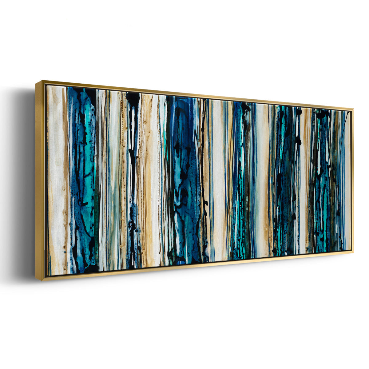 Blue Streaks - Floater Framed Canvas Print