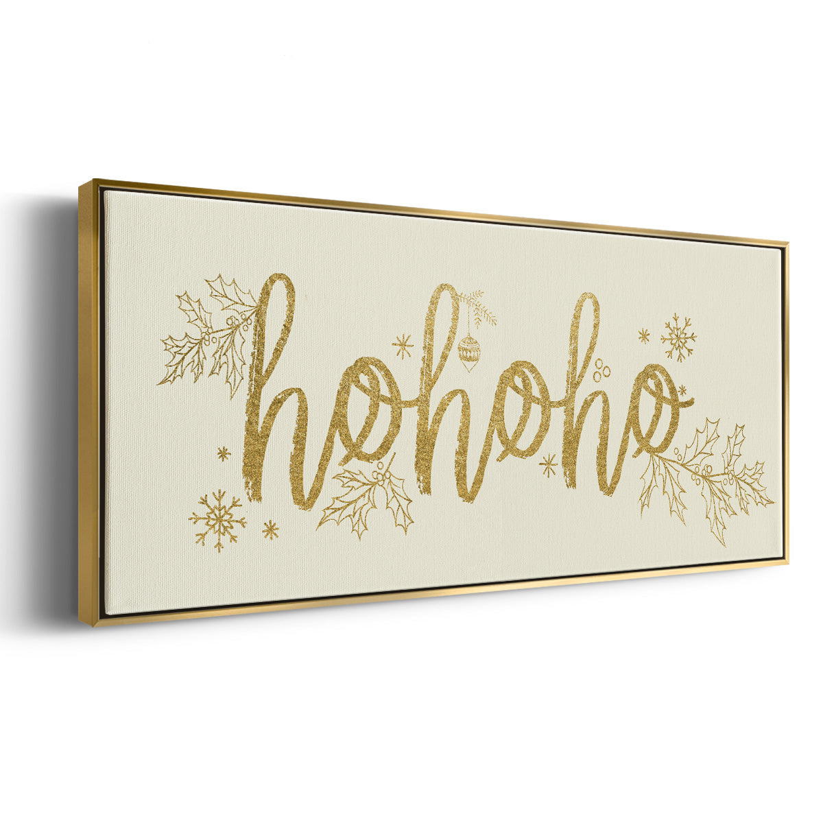 Golden HoHoHo - Floater Framed Canvas Print