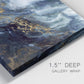 Close-up view of wrapped canvas corner featuring soft abstract landscape anticipation tones.