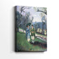 Side view of a canvas art print of a calm composition with figures in a natural setting, showing gallery-wrapped depth.