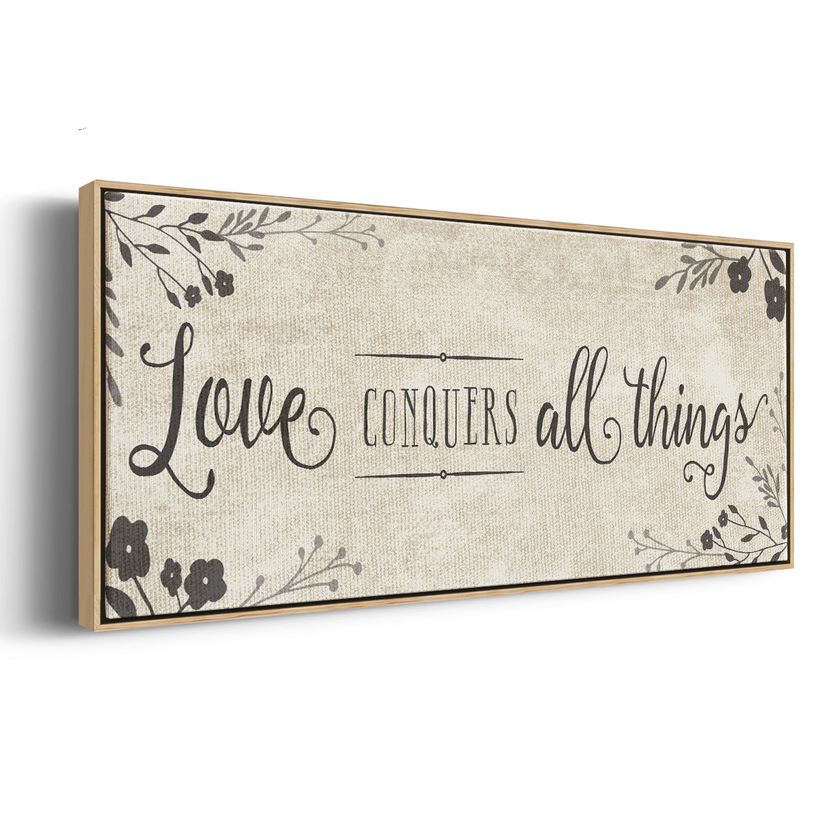 Love Conquers - Floater Framed Canvas Print