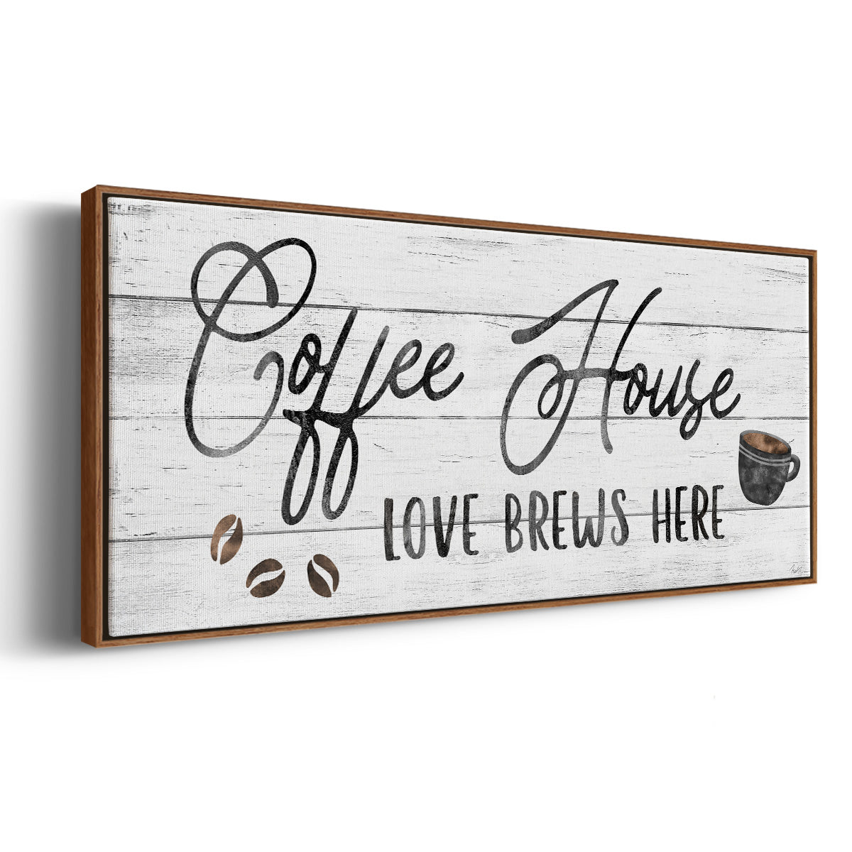 Love Brews - Floater Framed Canvas Print