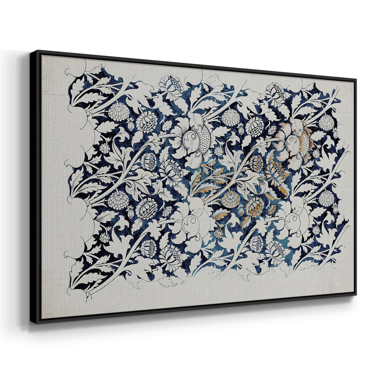 Watercolour for Printed Fabric Design: Wey, c. 1882-1883 - Floater Framed Canvas Print