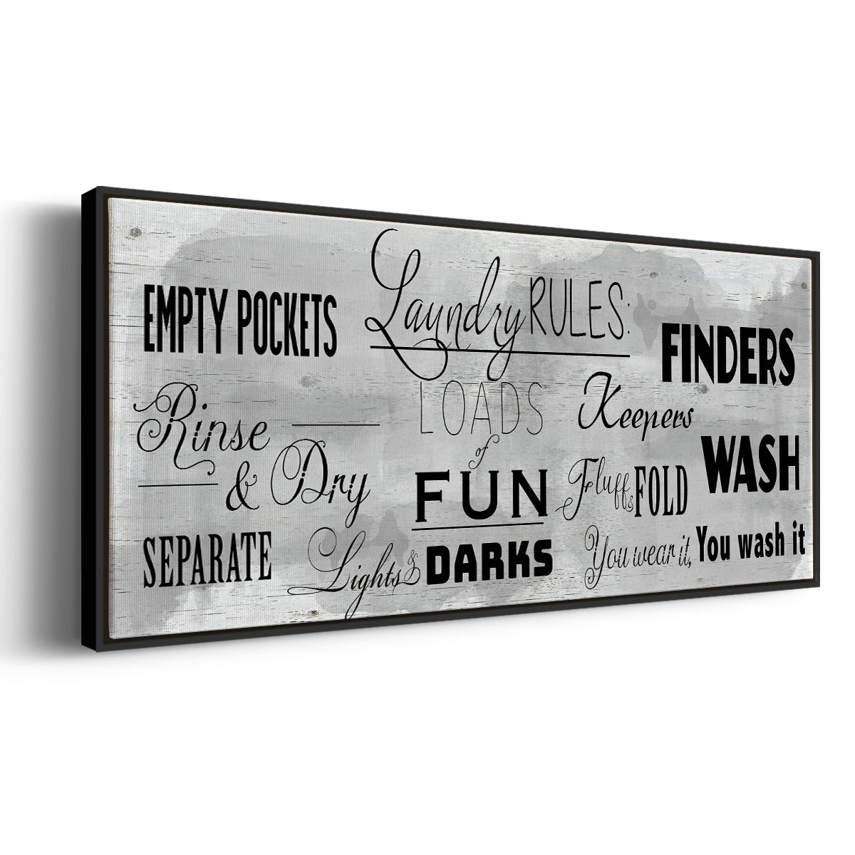 Laundry Rules - Floater Framed Canvas Print