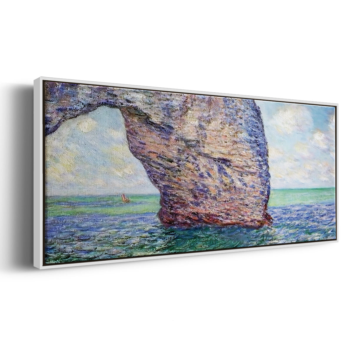 The Manneport at High Tide, 1885 - Floater Framed Canvas Print