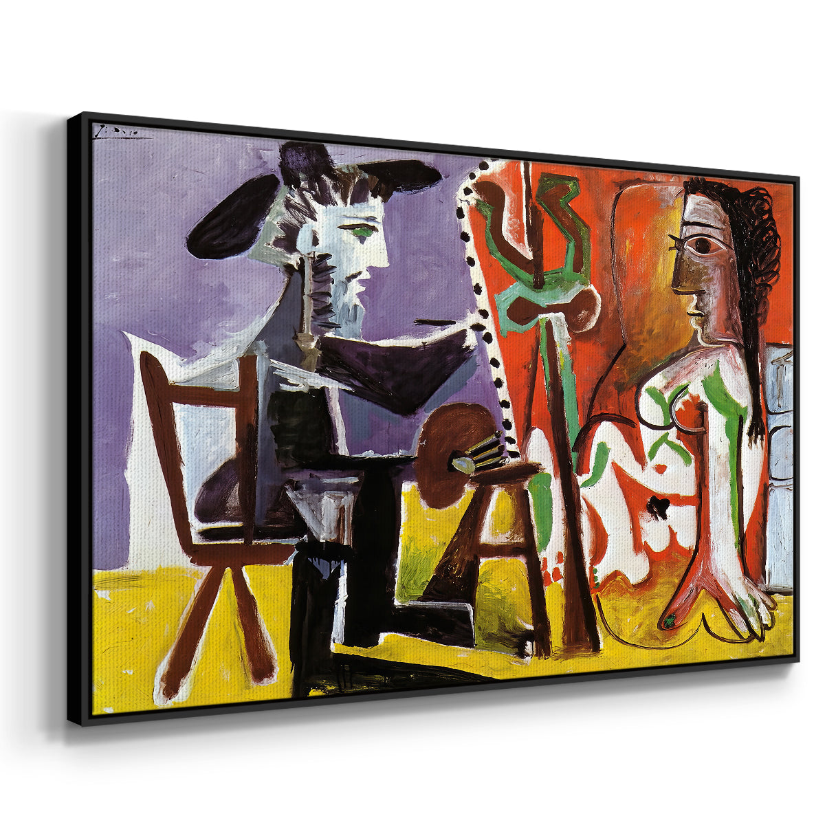 The Painter and His Model, 1963 - Floater Framed Canvas Print
