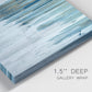 Close-up view of wrapped canvas corner featuring wide pastoral valley landscape.