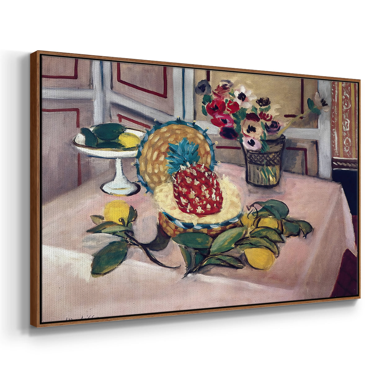 Still Life with Pineapple and Lemons, 1925 - Floater Framed Canvas Print