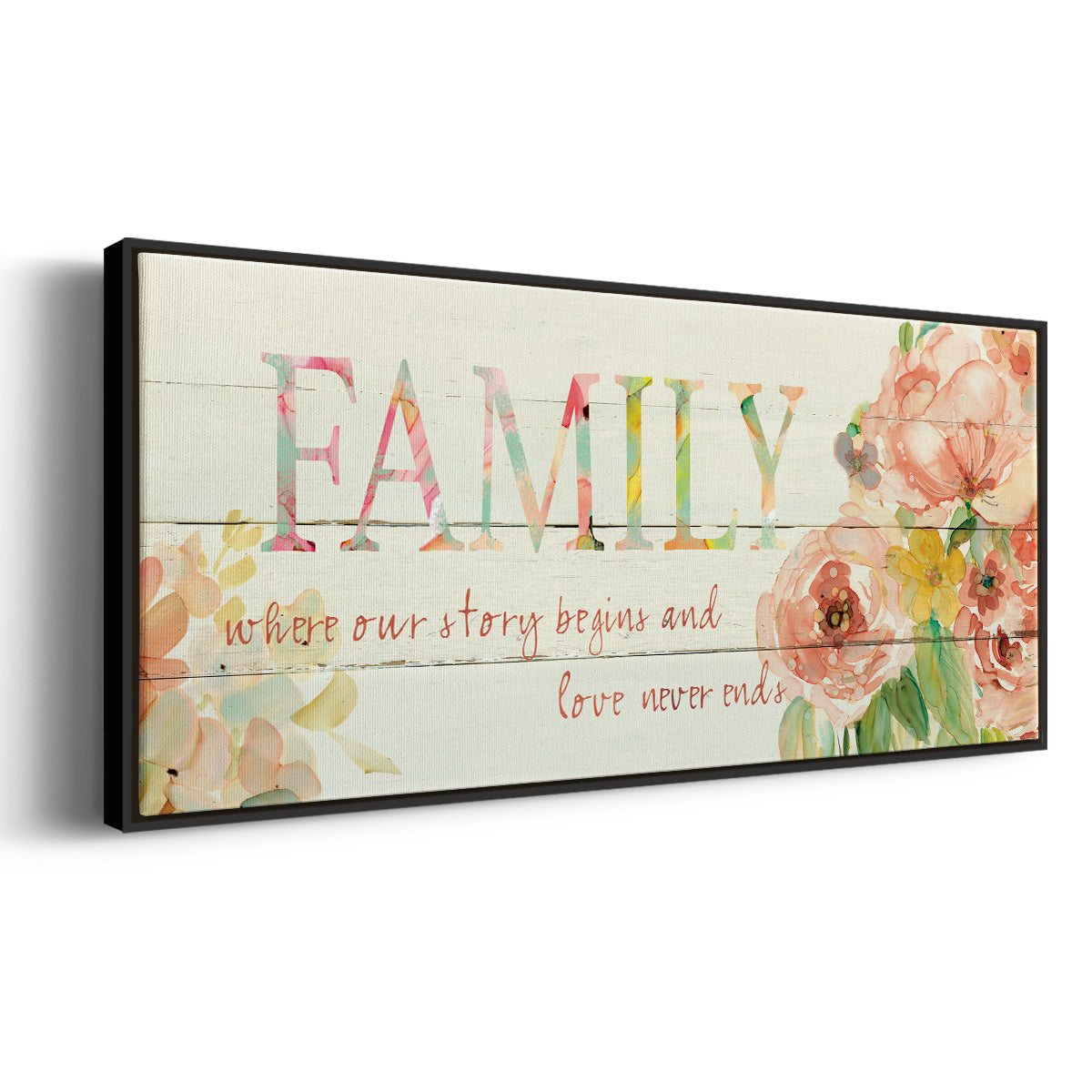 Family Where Our Story Begins - Floater Framed Canvas Print
