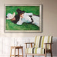 Impressionist outdoor portrait of two girls by John Singer Sargent in an ornate champagne frame displayed in a light-toned interior setting.