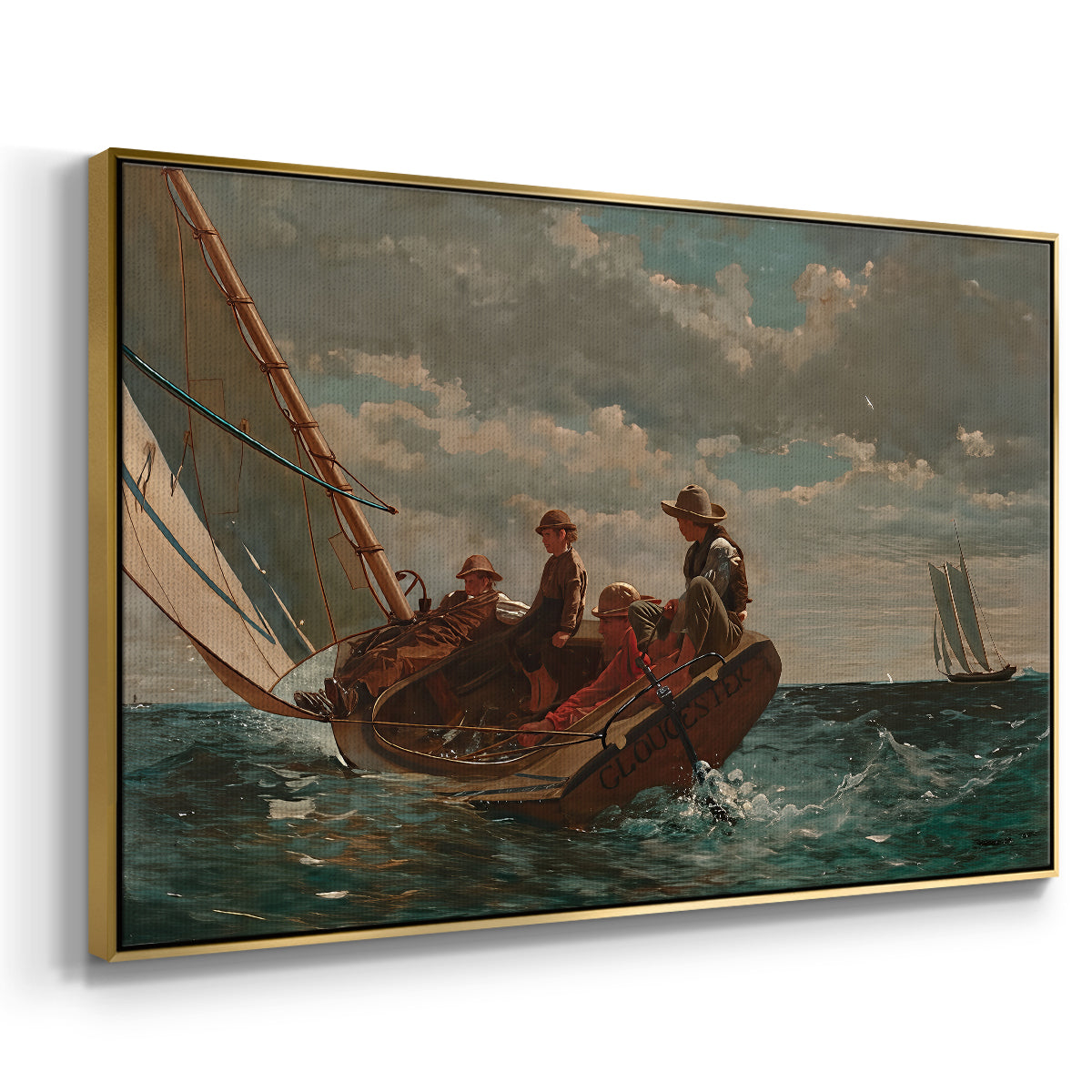 Breezing Up (A Fair Wind), 1873-1876 - Floater Framed Canvas Print