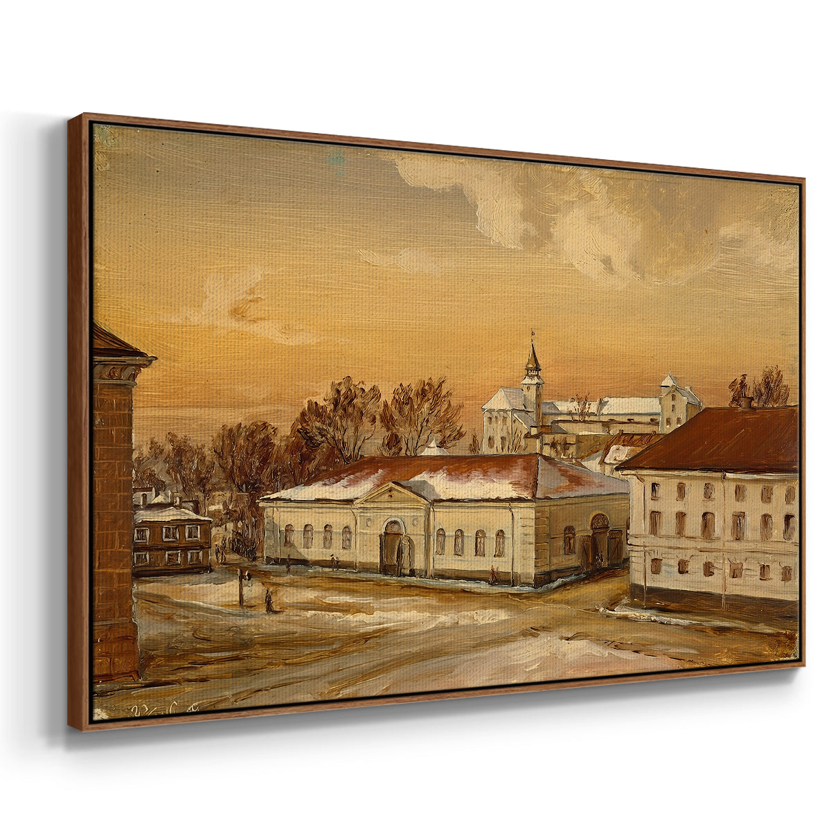 The Riding School at Akershus Castle, 1846 - Floater Framed Canvas Print
