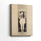Side view of a canvas art print of a symbolic composition with a nude figure and patterned background, showing gallery-wrapped depth.