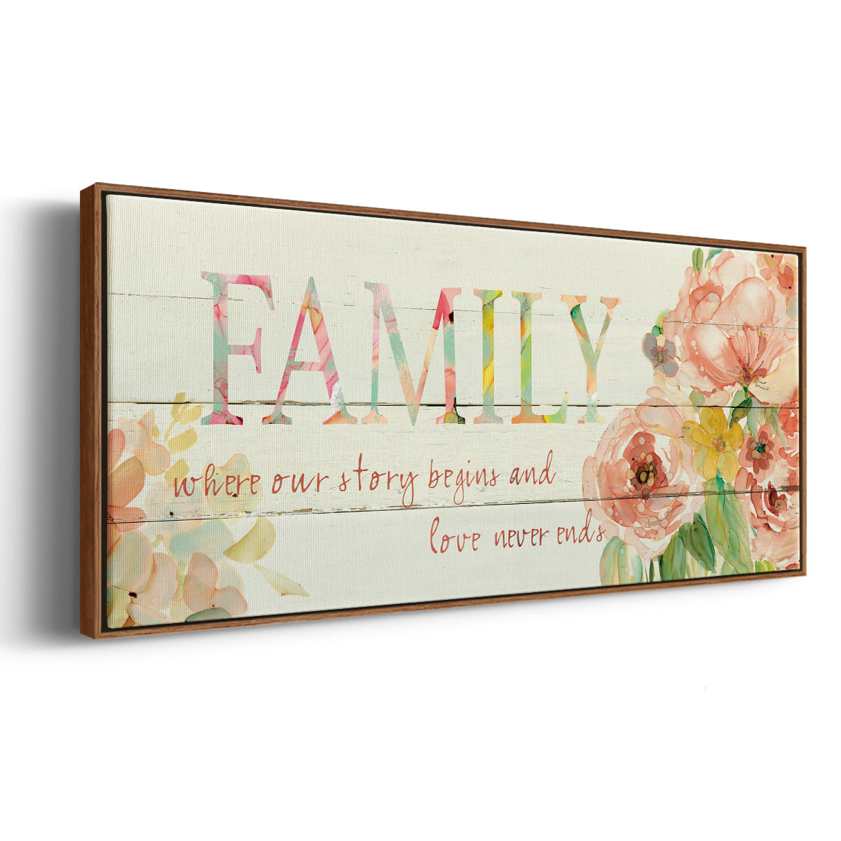 Family Where Our Story Begins - Floater Framed Canvas Print