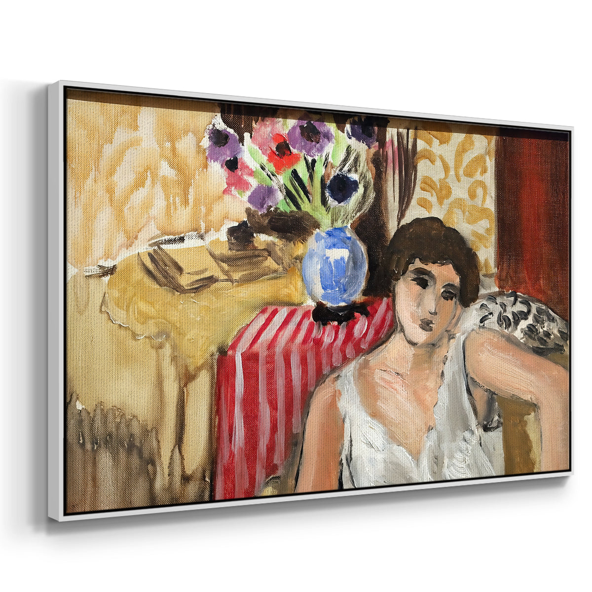 Woman Seated in an Armchair, c. 1920 - Floater Framed Canvas Print