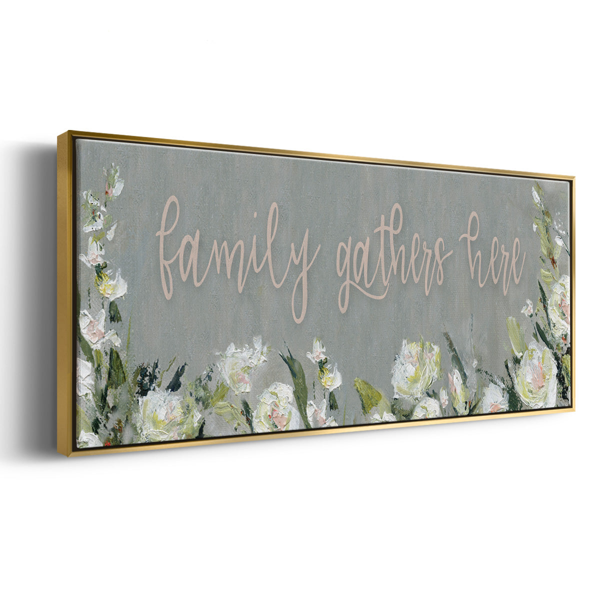 Family Gathers - Floater Framed Canvas Print