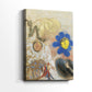 Side view of a canvas art print of a delicate composition with soft color and abstract forms, showing gallery-wrapped depth.