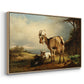 A Goat with Two Kids - Floater Framed Canvas Print