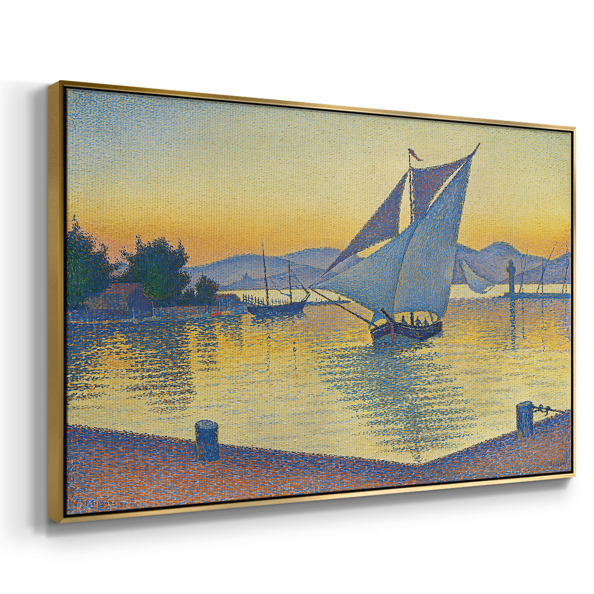 The Port at Sunset, Opus 236, Saint Tropez, 1892 - Floater Framed Canvas Print