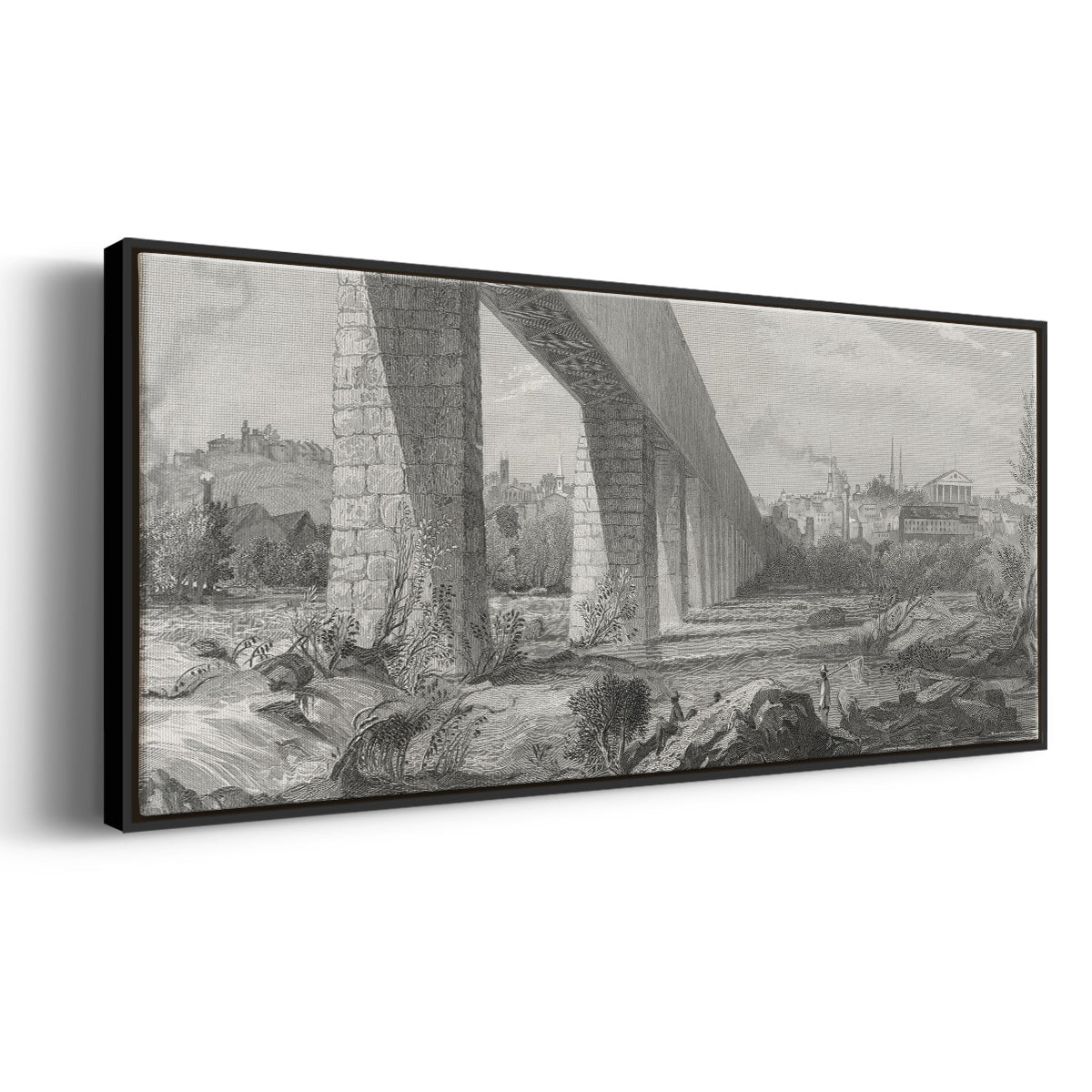 Richmond from the James - Floater Framed Canvas Print