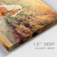 Close-up view of wrapped canvas corner featuring running horses captured in motion.