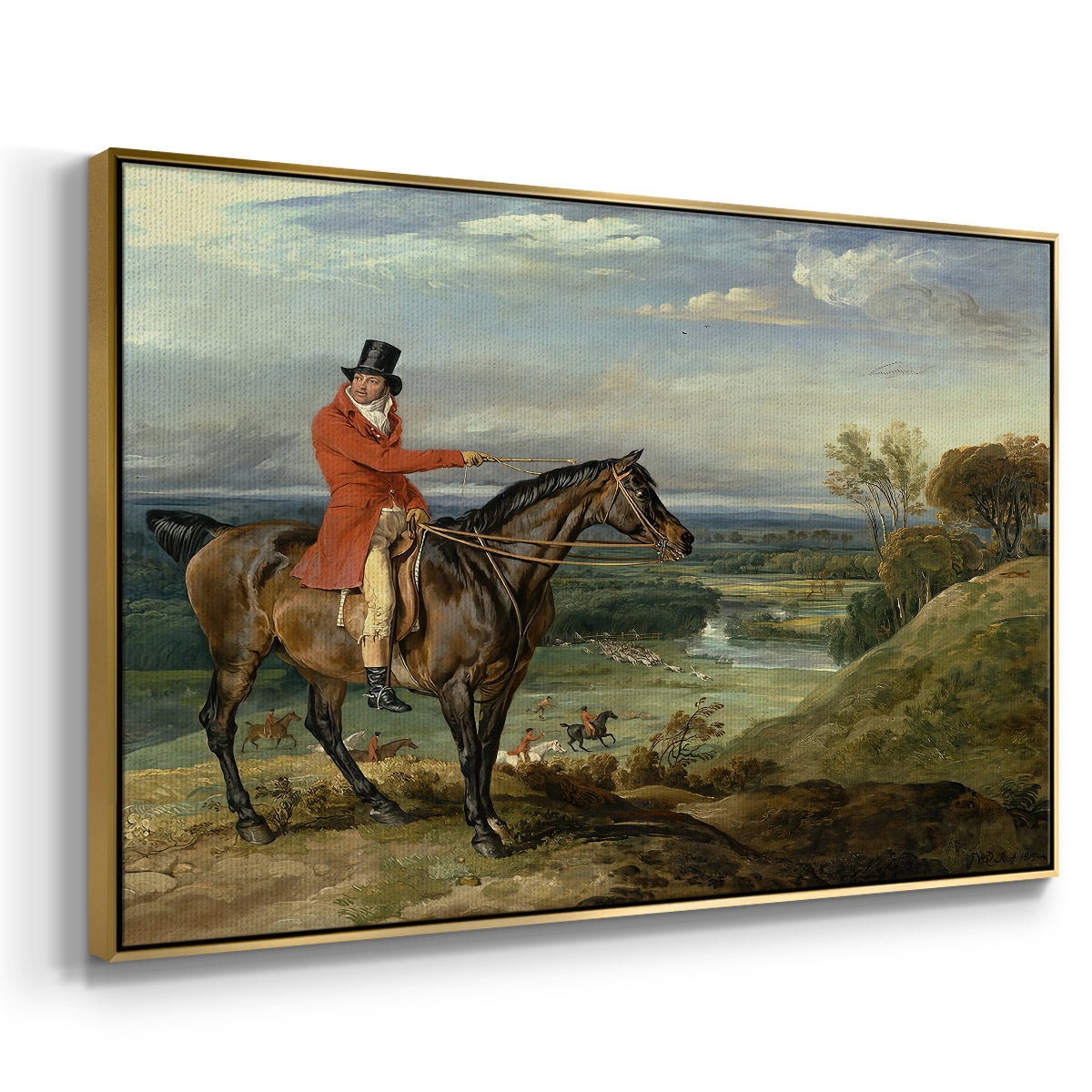 John Levett Hunting at Wychnor, Staffordshire, 1818 - Floater Framed Canvas Print