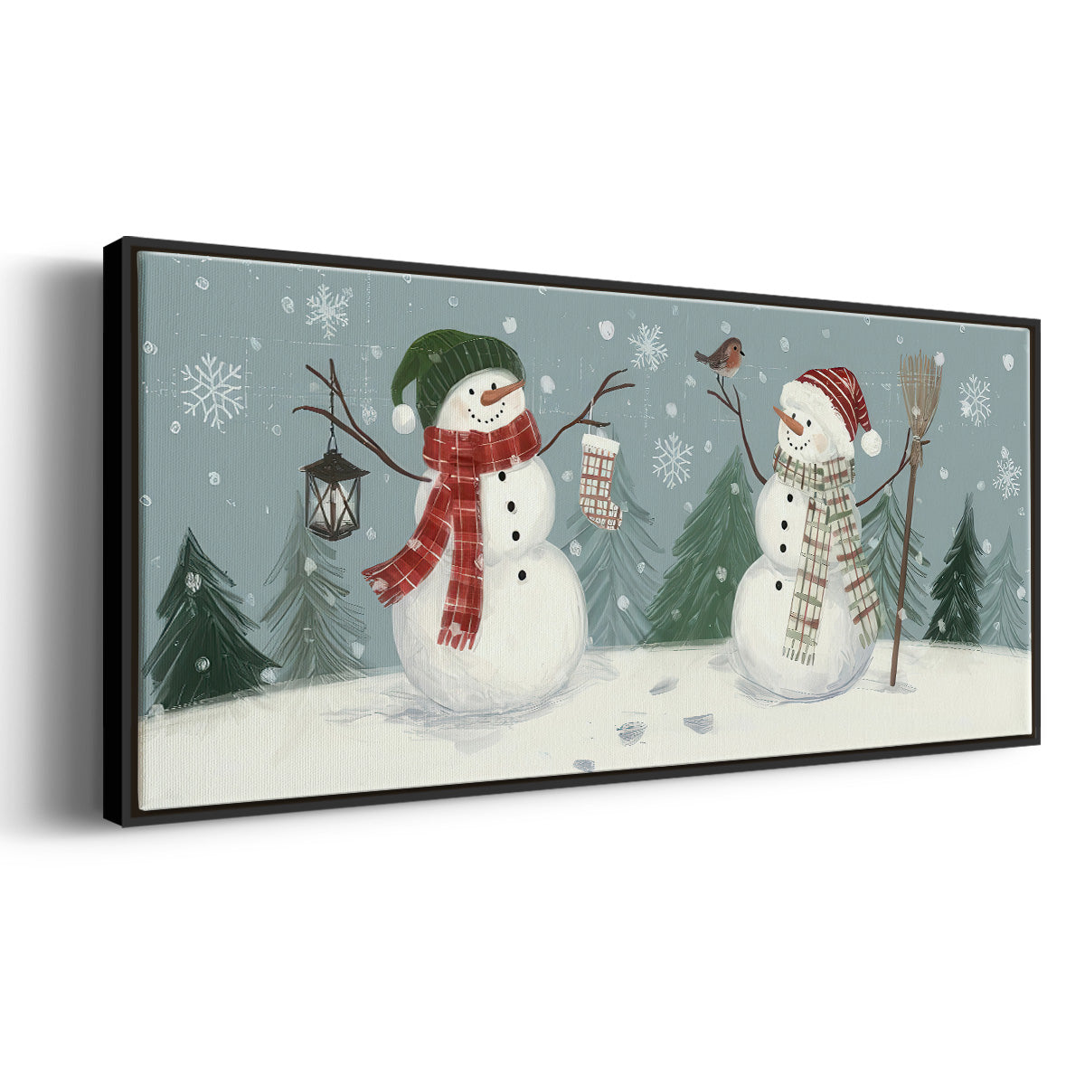 Snowmen VI - Floater Framed Canvas Print