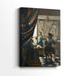 Side view of a canvas art print of a structured composition with artistic setting and depth, showing gallery-wrapped depth.