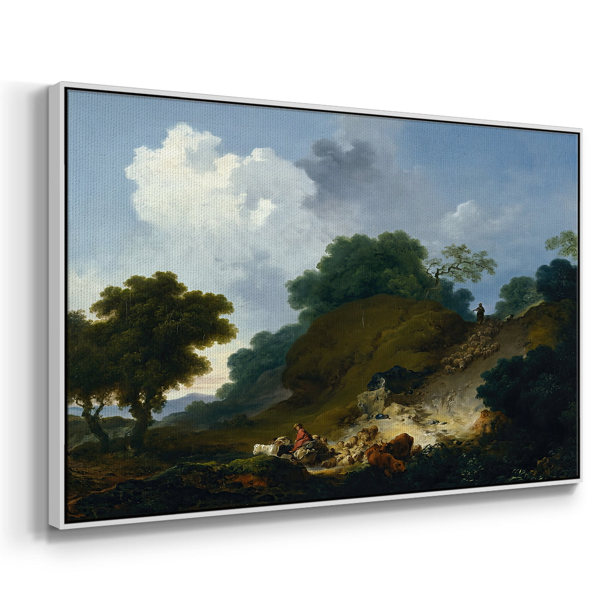 Landscape with Shepherds and Flock of Sheep, c. 1763-1765 - Floater Framed Canvas Print