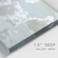 Close-up view of wrapped canvas corner featuring whimsical vertical tree landscape.