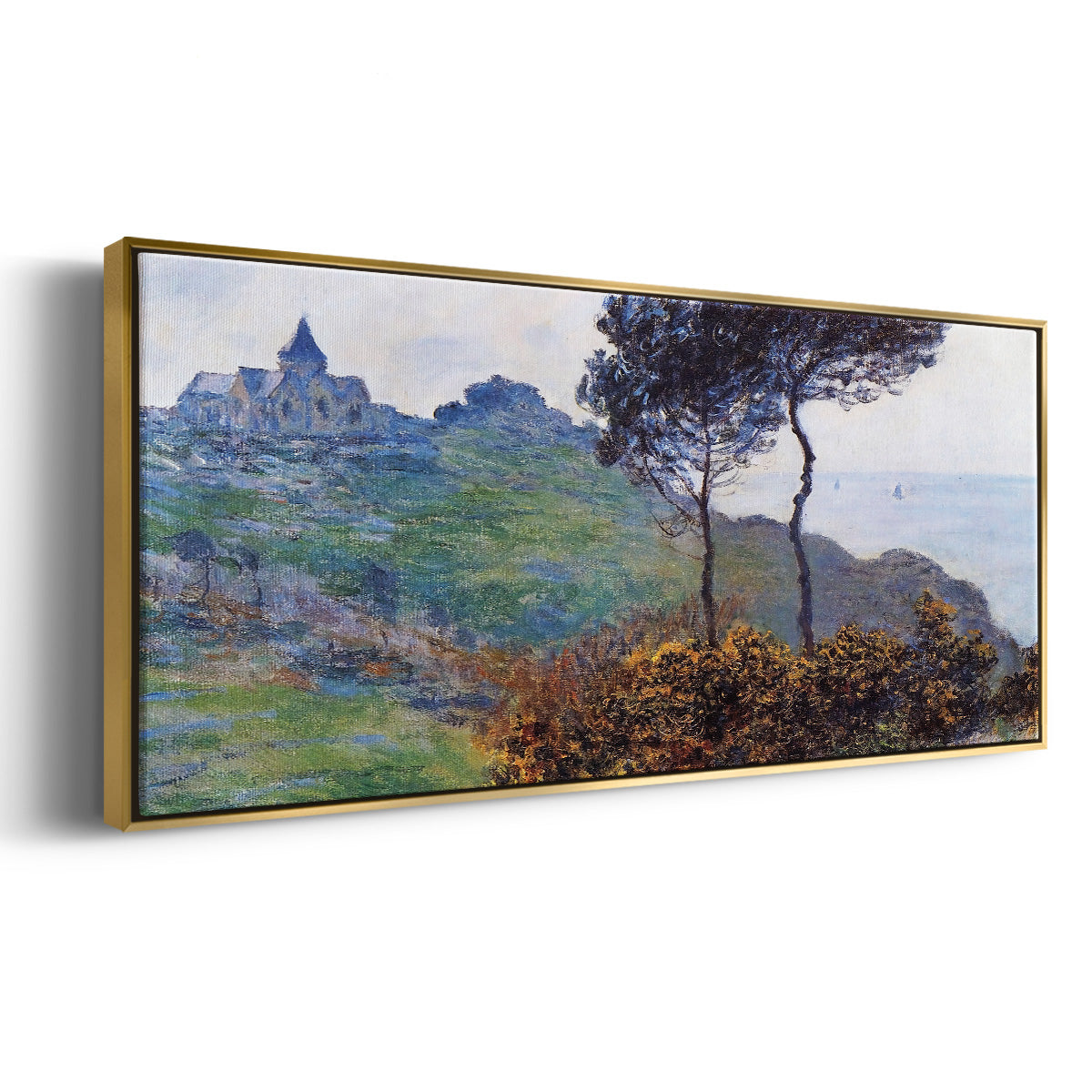The Church at Varengaville, Grey Weather, 1882 - Floater Framed Canvas Print