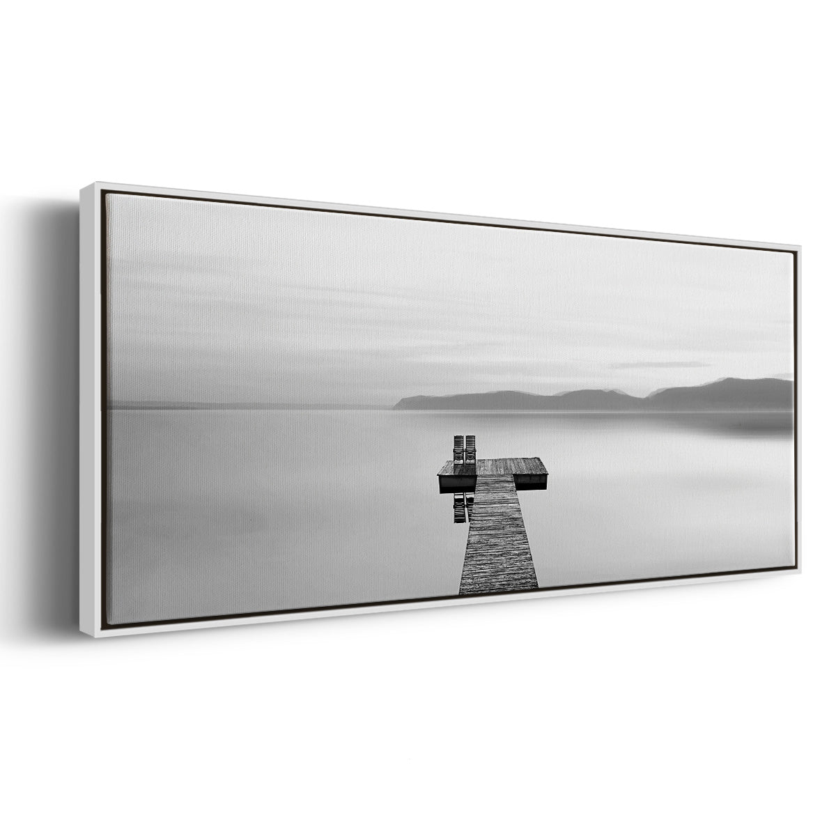 Black & White Water Panel XII - Floater Framed Canvas Print