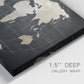 Close-up view of wrapped canvas corner featuring antique world map illustration.