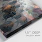 Close-up view of wrapped canvas corner featuring stormy canyon landscape with animals.