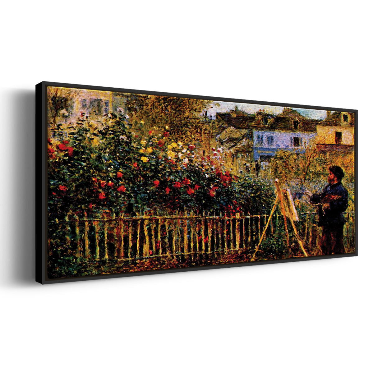 Monet Painting in His Garden in Argenteuil - Floater Framed Canvas Print