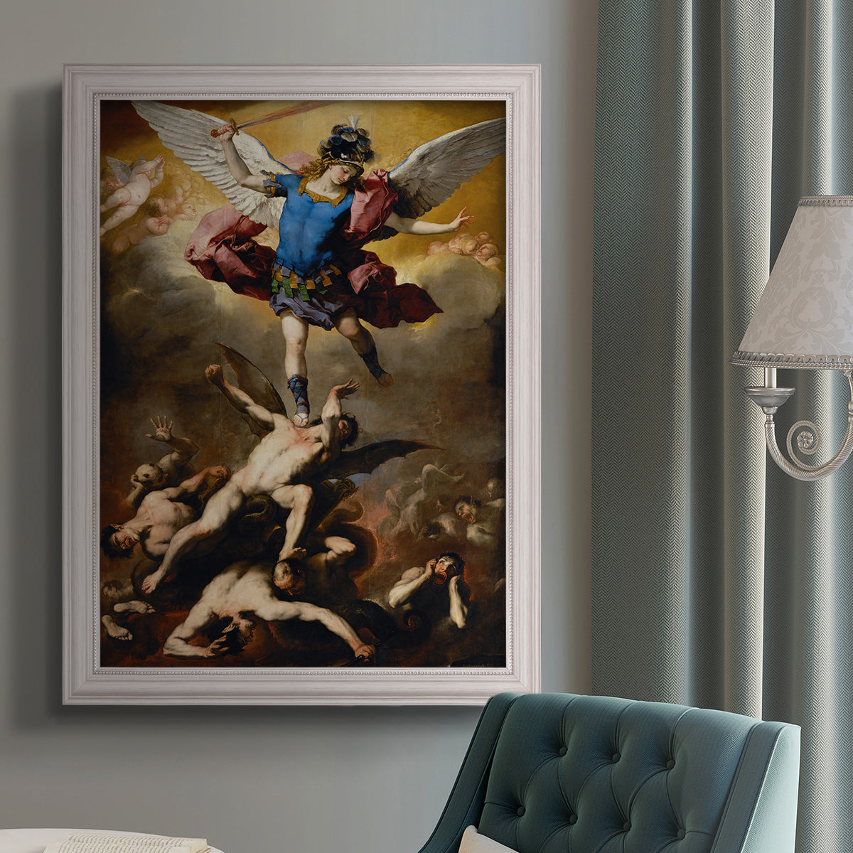 The Fall of the Rebel Angels - Ornate Framed Canvas Print