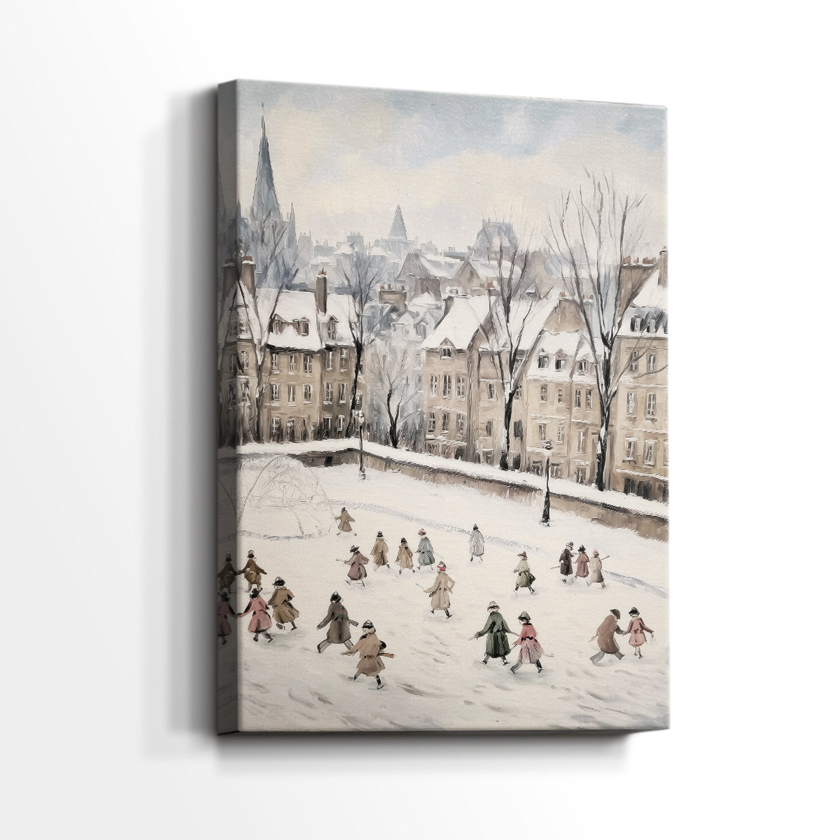 Frostlit Nativity Village - Canvas Art Print